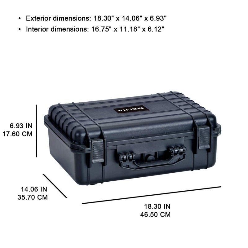 MEIJIA All Weather Portable IP67 Waterproof Protective Case, Hard Camera Case with customizable foam, Perfectly Protection of Camera, Drones,Pistols,Lens,Equipments,Black,18.5 x14.06x6.93inches - Image 2